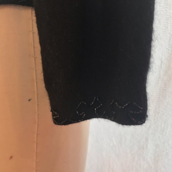 Rare vintage M black beaded cardigan. EUC - Picture 4 of 11